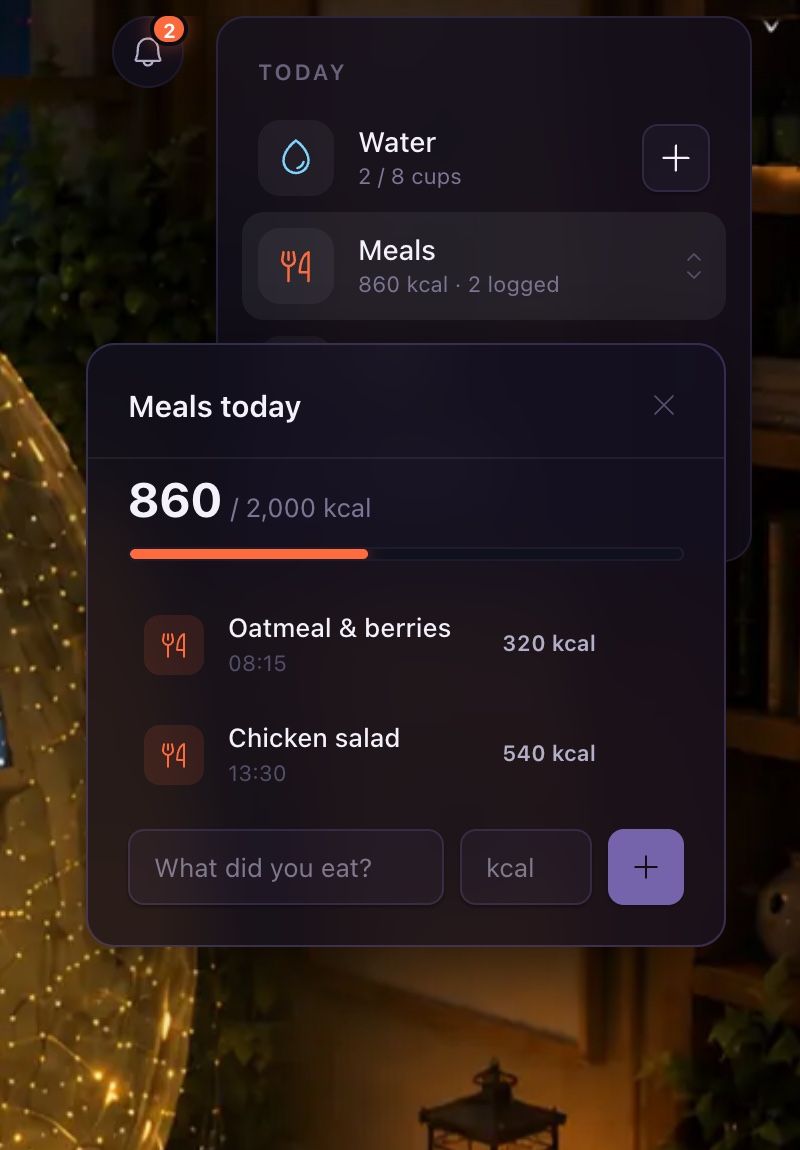 Tama Life: Meals and water, quick to log